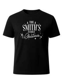 Camiseta masculina con estampado navideño elegante, diseño moderno y cálido de invierno, tejido cómodo, casual, ideal para fiestas y estilo diario - Negro - Ver 2