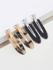 4个装醋酸无痕发夹，休闲爪夹，发卡，学习用品，发饰