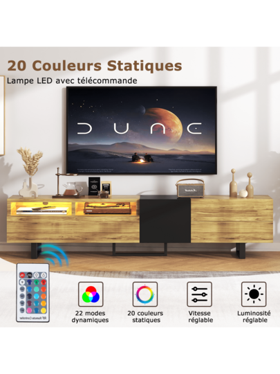 180 Cm TV St LED, Cabinet Storage, Cabinets, Drawers Open Compartments, 80" view 3