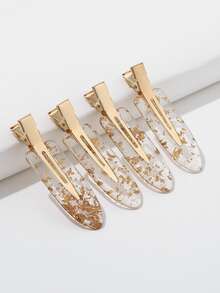 4pcs Acetic Acid Traceless Hair Clip Boho Gym Claw Clips Hair Claws Hair Barrettes, School Stuff, Hair Accessories, Head Accessories, Hairpin - Multicolor - View 4