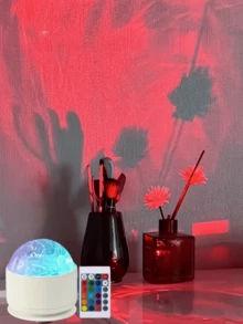 1个极光星空投影灯，带遥控器，7种可调节灯光效果 - 非常适合露营、卧室装饰、婚礼、节日派对、情人节礼物、家居装饰、露营配件 | 奇幻主题装饰 | USB供电投影仪，房间装饰 - 彩色 - 查看 4