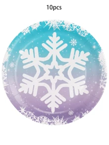 10pcs/20pcs Christmas Snowflake Tableware Set Winter Frozen Birthday Party Supplies Blue Snowflake Paper Plates Cups Napkins Dinnerware Pack For Christmas Winter Wonderland Frozen-Themed Birthday Babe Shower Decorations - Multicolor - View 11