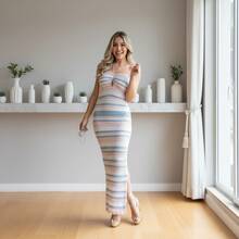 Women's Long Style Modal Knit Dress - Dusty Pink - View 2