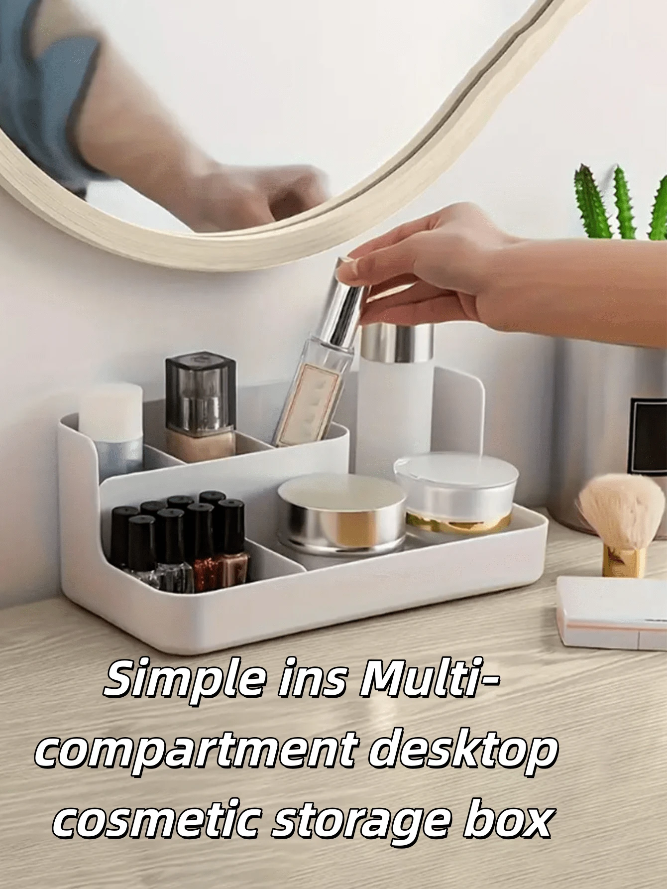 Caja de almacenamiento de cosméticos de escritorio con múltiples compartimentos estilo Ins, caja de almacenamiento de cosméticos con compartimentos, portalápices, caja de almacenamiento de escritorio, accesorios para tocador, regalos navideños, artículos esenciales de almacenamiento de belleza, caja de exhibición multifuncional, adecuada para baño, oficina, decoración del hogar, soporte de exhibición de almacenamiento, portalápices cuadrado, decoración del hogar, regalos para mujeres, regalos de Navidad, ideas de regalo para mujeres