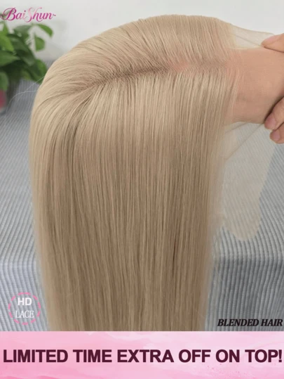 Brasilianskt jungfruhår #613 Blond Rak Peruk 200 % Densitet 13*4 HD Lace Front Peruker Människohår Frontalt Hår Limfria Peruker Förplockade Med Babyhår Klar Att Använda Inget Lim Behövs Förblekta Knutar & Naturlig Hårlinje Mjukt Och Naturligt Look