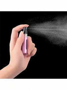 ​​Leak-Proof Perfume Atomizer, 5ml Refillable - One-Step Transfer Design, Portable Travel Spray Bottle In Shiny Pink For Purse & Pocket - 粉色 - 查看 5