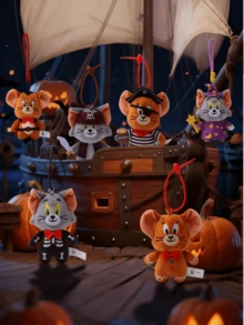 Officially Licensed Tom & Jerry Gingerbread Jerry Plush Keychain – Brown Furry With Pink Ears, Black Eyes & Red Bowtie, White Frosting Edges & Green/Red Buttons, Red Webbing Strap, 11cm/4.33inch Compact Size, Ideal For Bag Charms/Key Fobs, Cartoon Collectors & Animation Fans - Jerry the Gingerbread Man - View 9