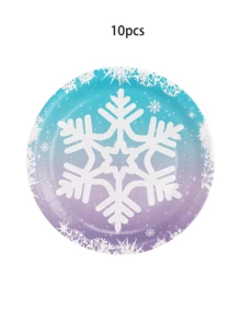 10pcs/20pcs Christmas Snowflake Tableware Set Winter Frozen Birthday Party Supplies Blue Snowflake Paper Plates Cups Napkins Dinnerware Pack For Christmas Winter Wonderland Frozen-Themed Birthday Babe Shower Decorations - Multicolor - View 10