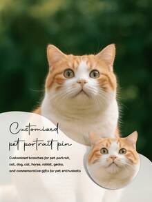 1 Pc Custom Cat Pin, Cute Cat Head Pins, Personalized Cat Pins, Gifts For Cat Lovers, Kawaii Kitty Pin, Personalized Pet Badge, Custom Cat Brooch - Real - View 2