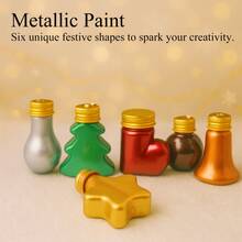 Christmas Metallic Acrylic Paint Set (6 Colors, 50ml Each) – Shiny Holiday Paints For DIY Crafts, Decorations & Art Projects