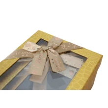 3 Stücke Set rechteckige Geschenkboxen in Gold mit Fensterdeckel und Schleife für elegante Verpackung - Gold - Übersicht 4