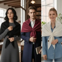 2025 New Pashmina Wraps For Women, Solid Color Scarf Casual Soft Comfortable Knitted Sweater Shawl Top For Daily Wear - 灰色 - 查看 5