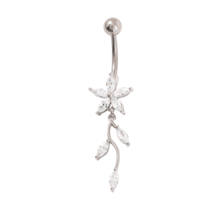 1-2枚优雅立方氧化锆花朵造型肚脐环，适合女性日常佩戴、约会、派对等场合。 - 彩色 - 查看 10