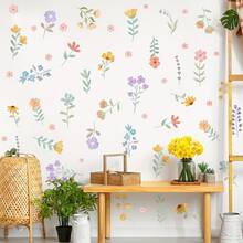 Pegatinas de pared con flores de estilo bohemio y coloridas para la habitación de los niños, calcomanías de pared removibles con flores y plantas de dibujos animados para dormitorio, sala de estar, pasillo, entrada y decoración del hogar