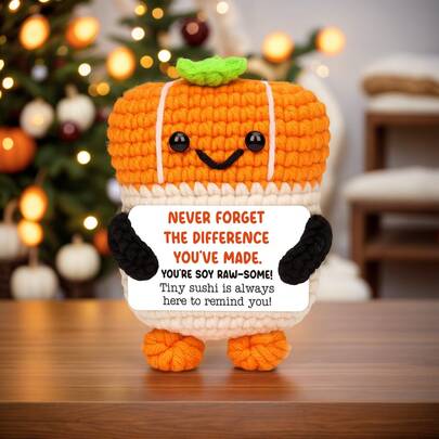 1pc Handmade Crocheted Desktop Decor Ornament, Cute Sushi Design, Great Birthday Gift For Best Friend, Girlfriend, Sister, Mom, Grandma, Coworker, Family, Keychain, Plush Doll, Room Decor, Party Favor For Halloween, Christmas