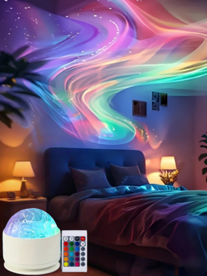 1pc Aurora Night Light Projector, LED Lamp, USB Interface, Compatible With Laptop, Suitable As Christmas Gift And For Bedroom Ambience