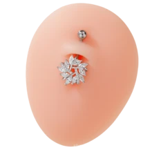 1-2枚优雅立方氧化锆花朵造型肚脐环，适合女性日常佩戴、约会、派对等场合。 - 彩色 - 查看 5