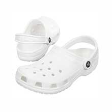 Crocs Classic Clogs Men's Comfort Slides Shoes Beach & Casual Slippers - Trắng/Trắng - Xem 2