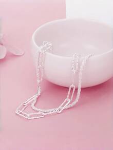 Women's Double Necklace - Two-Layer Design Gold And 925 Silver Plated, Minimalist And Elegant Style - Gold - View 10