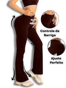 Flare Ballerina Pants With High Waist, Comfortable Supplex Fabric With Wolfox - 鏽棕色 - 查看 1