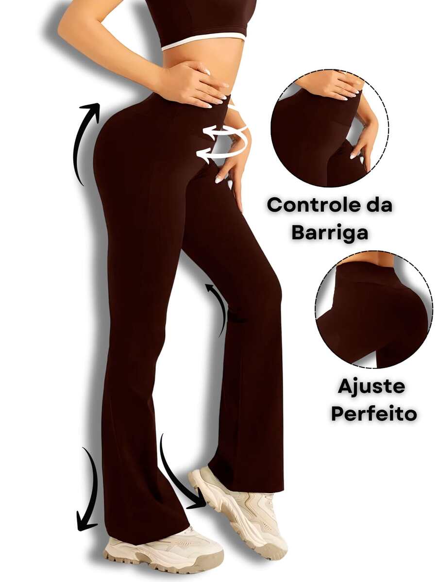 Flare Ballerina Pants With High Waist, Comfortable Supplex Fabric With Wolfox - 鏽棕色 - 查看 1