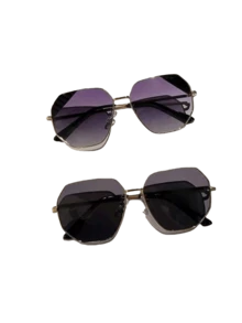 1pc European And American Style Sunglasses, High-End Sun Protection Sunglasses For Women, Summer Polygonal UV-Blocking Shades, New Fashion Design