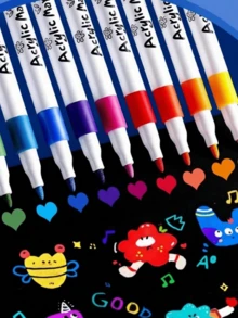 60-Colors Acrylic Markers Set - 60/48/36/24pcs Set Water-Based Coloring Pens For Student Art, Anime, Drawing And Sketching Back To School - Colorful - View 3