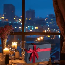 玫瑰项链礼盒套装，心形告白项链，“我爱你”项链礼盒套装，情人节礼物，节日礼物，告白礼物，母亲节礼物 - 彩色 - 查看 3