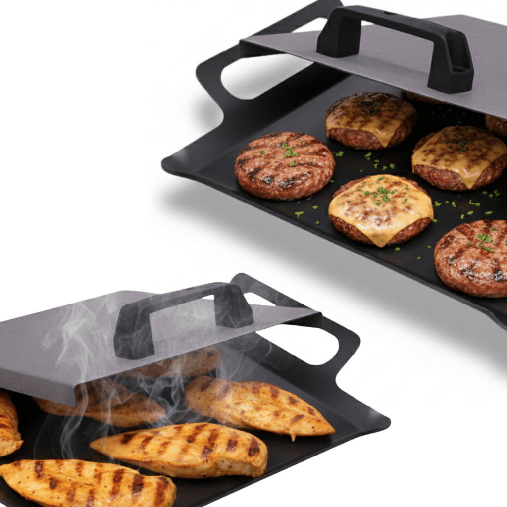 Chapa Bifeteira 40x30 Para Fogão Com Tampa Prensa Industrial Hamburguer