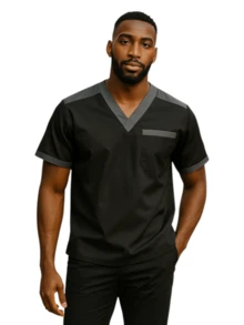 SOULMATE Filipina Quirúrgica Hombre Cuello V - Negro - Ver 1