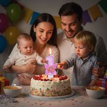 1 件生日数字蜡烛，粉色蝴蝶生日蜡烛蛋糕，亮片蜡烛蛋糕装饰，适合女孩和女士的周年庆典物品 - 彩色 - 查看 12