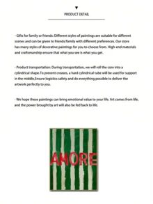 1 件鲜艳的绿色条纹帆布艺术印刷品 - 简约墙壁装饰，适用于客厅、卧室、厨房、家庭办公室 - 无框现代抽象海报，完美的礼物创意，绘画核心