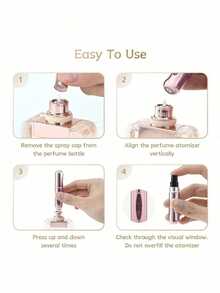 ​​Leak-Proof Perfume Atomizer, 5ml Refillable - One-Step Transfer Design, Portable Travel Spray Bottle In Shiny Pink For Purse & Pocket - 粉色 - 查看 7