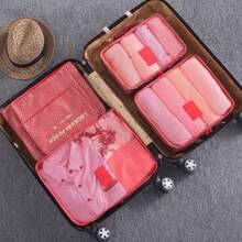 Kit Bolsas de Viagem Organizador Mala Roupa Prático  6 pçs - Rosa Claro - Rosa Bebê - Visão 5