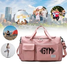 1件装健身哑铃印花旅行包，多功能健身手提包/背包，大容量休闲尼龙旅行包，轻便，适合健身房、运动、过夜旅行 - 彩色 - 查看 6