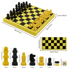 1 pièce Échiquier mini pliable 3-en-1 vert/jaune, 3 modes de jeu : échecs, dames, morpion, plateau en bois portable pour 2 joueurs, jeux de famille et d'extérieur, excellent cadeau pour Pâques, Noël, Halloween, anniversaire - Multicolore - Voir 9