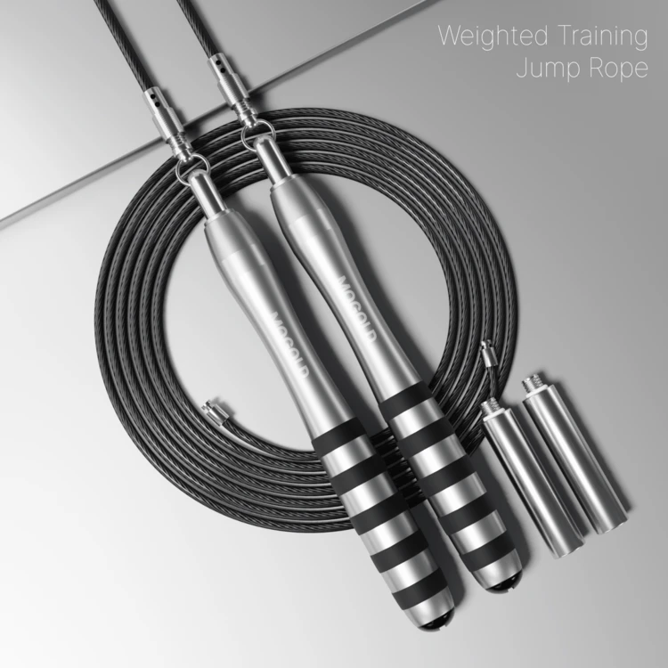 1 Conjunto MOGOLD Corda de Pular Ponderada Profissional com Corda Dupla, Corda de Arame de Aço Durável e de Alta Velocidade para Exercícios de Fitness na Academia, Unissex - Multicolorido - Visão 8