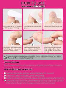 10Pcs/Set Handmade Y2K Style Duck Mouth Fake Nails With French Edge, Hollow Carving, Tie Dye, Cherry, Faux Pearl Design In Nude, Black, White, Red Colors, Suitable For Parties, Dances, Daily Wear, Comes With Tool Kit, Great Gift For Women And Girls Press On Nails Nail Supplies Nails - Follow Your Heart - View 4