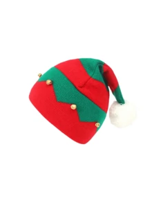 1/3pcs Christmas Knitted Hat-Autumn And Winter Warm Merry Christmas Bell Hat Wool Ball Hat Parent-Child Hat Christmas Hat Bell Knitted Wool Hat - Multicolor - View 11