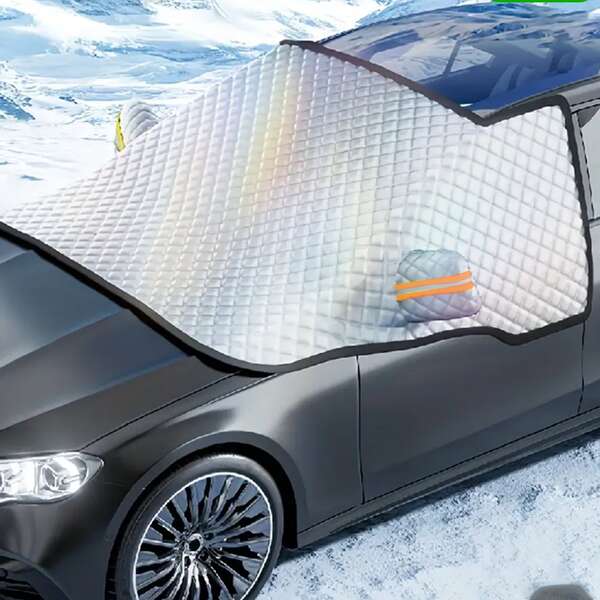 Silver Automotive Windshield Cover, Suitable For Ice And Snow, Front Windshield Cover, Front Side Window Glass Protection, Water-Resistant, Dust-Proof, Anti-Freeze Automotive Cloth