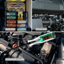 CASALIVA Probador de Circuito de Visualización LCD Digital de 3 a 90 V,  Luz de Prueba con Cable de Resorte Extendido, Probador de Bajo Voltaje,  Herramienta de Mantenimiento Automotriz Multifuncional - Negro - Ver 8