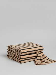 Conjunto de 2 pzas para mujer Sudadera con capucha diseño rayas - beige y negro - Ver 3