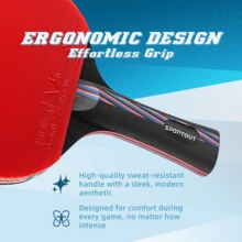 مضرب تنس طاولة، مضرب تنس طاولة احترافي مع حقيبة قماشية، مطاط معتمد من الاتحاد الدولي للتنس الطاولة للمبتدئين واللاعبين المحترفين، تدريب مضرب احترافي. - الأحمر - مشاهدة 4