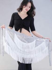 女式流苏舞裙拉丁萨尔萨探戈国标裙性感流苏裹身裙迷你短裤裙 - 彩色 - 查看 4