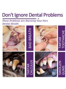 宠物牙膏，宠物牙齿清洁牙膏，修复牙齿，美白牙齿，去除牙菌斑和牙渍，呵护牙龈。宠物牙膏牙刷套装，适用于猫狗，去除牙菌斑和牙渍，消除口臭，最佳宠物口腔护理套装，口腔护理和清洁，减少牙垢和牙结石，适用于幼猫、幼犬和成年猫狗。