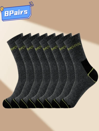 8 Pairs Of Men's Mid-Calf Socks In Autumn And Winter To Resist Wind And Cold For Sports, Comfortable, Soft, Moisture-Absorbing, Sweat-Removing, Wear-Resistant