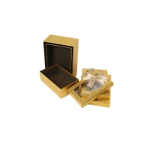 3 Stücke Set rechteckige Geschenkboxen in Gold mit Fensterdeckel und Schleife für elegante Verpackung - Gold - Übersicht 6