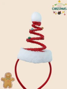 1pc Christmas Tree Shaped Headband With Bells For Girls, Children Christmas Hair Accessories, Suitable For Christmas Party