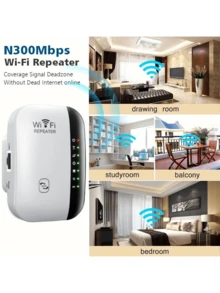 300Mbps WiFi Signal Repeater And Extender - Signal Booster Amplifier, Compatible With Major Brands, EU Plug, 110V-240V, Network Signal Enhancer | Modern Wireless Repeater | Durable Black Housing - View 3