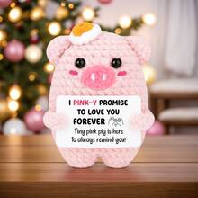 1个手工钩编桌面摆件，可爱小猪造型，是送给闺蜜、女友、姐妹、妈妈、奶奶、同事、家人的绝佳生日礼物，也可作钥匙扣、毛绒玩具，传递正能量，是万圣节、圣诞节等派对的创意小礼物。 - 彩色 - 查看 1